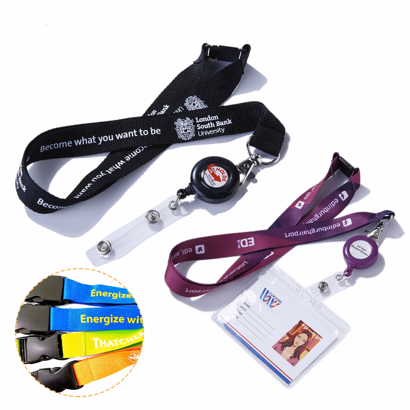 Polyester Badge Reel Lanyard Combo w/ Safety Breakaway