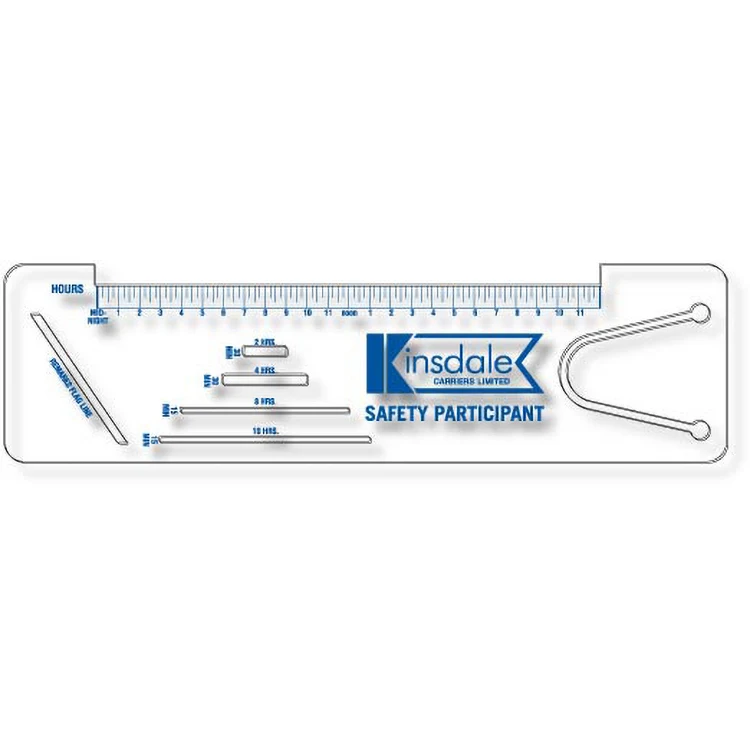 .020 Clear Plastic Logbook Ruler, Stock Shape LBR12 (2.25"x8.125"), Spot Colour 1