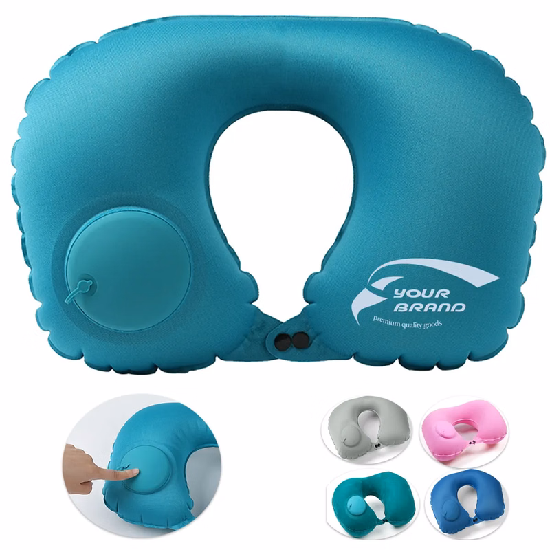 Inflatable Travel Neck Pillow U-Shape Headrest w/ Air Valve