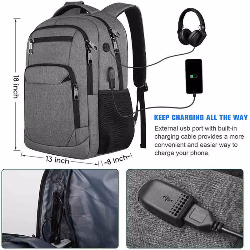 Gray Backpack With Shoulder Straps