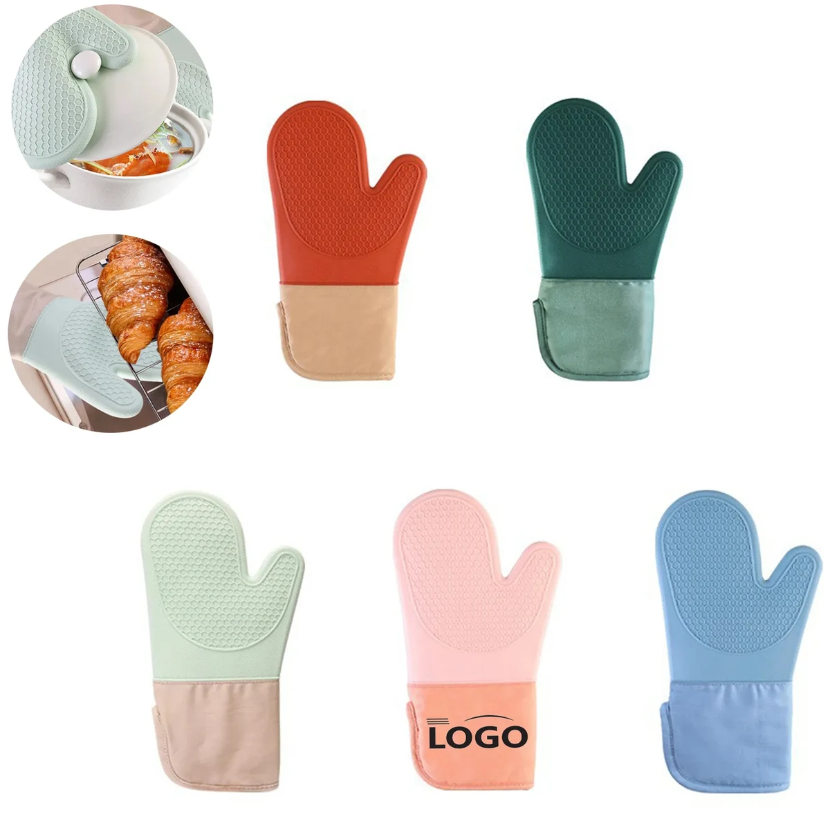 Thickened Lengthened Silicone Oven Mitt 1