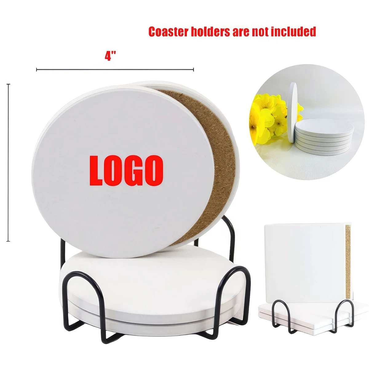 Custom Round or square Ceramic Coasters 1
