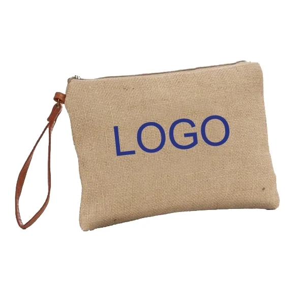 Jute Cosmetic Bag Zipper Pouch 1