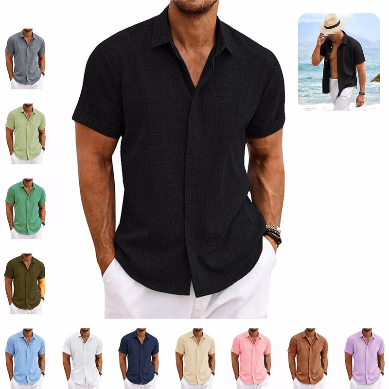 Men's Linen Short Sleeve Casual Shirts