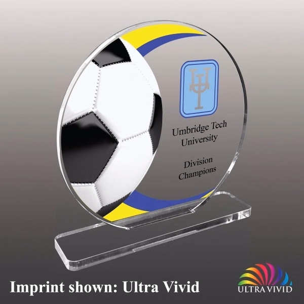 Soccer Themed Acrylic Award - Ultra Vivid Color