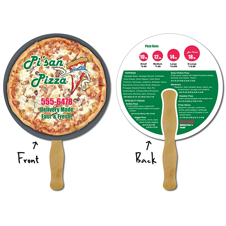 Delivery Hand Fan - 8.5 Inch Diameter Circle Laminated - 14 pt. 1