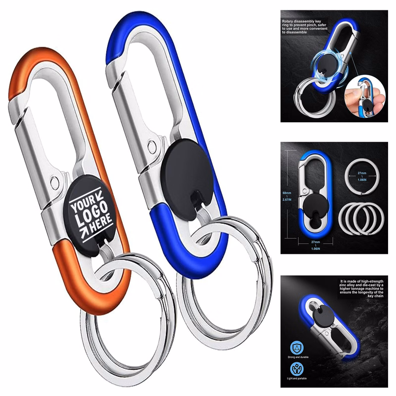 Men Women Backpack Paracord Small Keychain Clip Spring Snap Hook Round Carabiner Ring