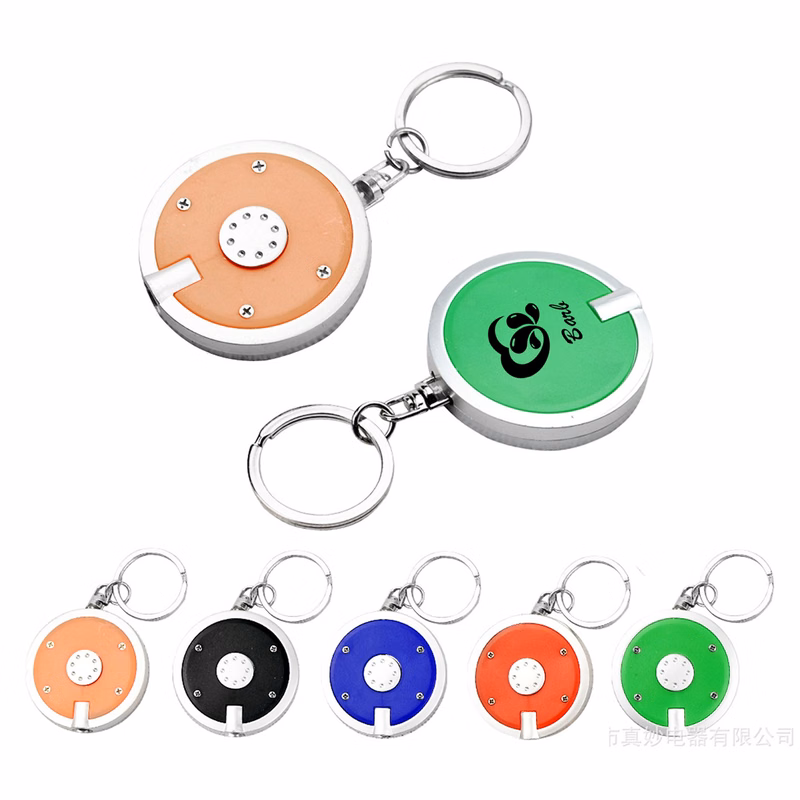 Round Mini Portable LED Lights Keychains Flashlight