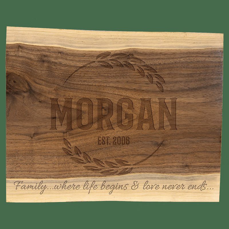 11 1/2" x 8 3/4" Variegated Black Walnut Cutting and Charcuterie Board