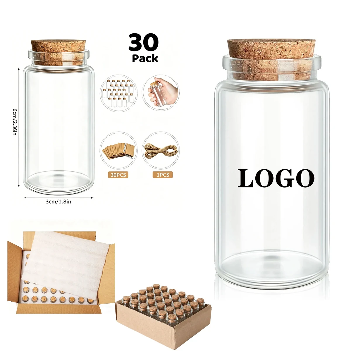 MOQ 30Pcs Small Glass Cork Bottles 1