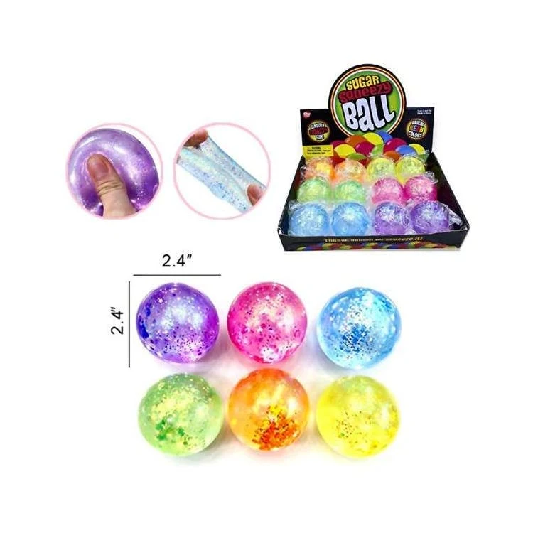 Glitter Ball Squishy Toys - 2.5" 1