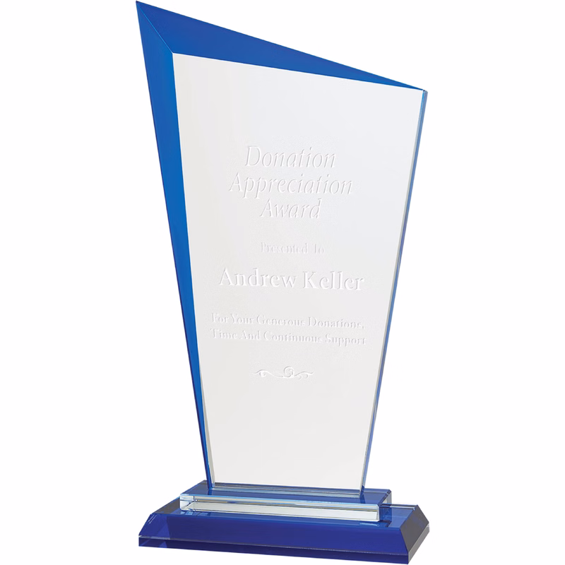 9 1/2" Blue Razor Glass Award