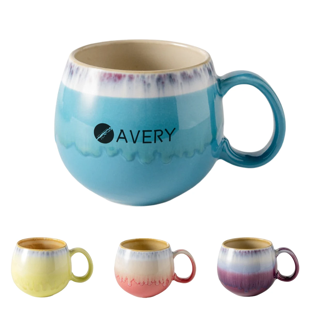 19 oz Ceramic Bulbous Mug with Textured Pattern 1