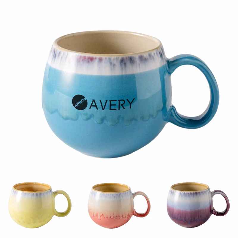 19 oz Ceramic Bulbous Mug with Textured Pattern