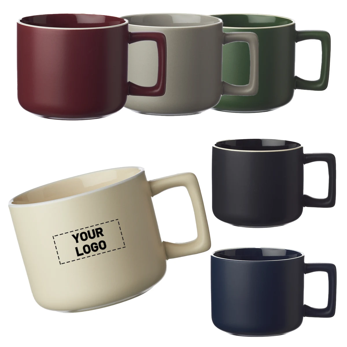 Stylish White Rim Ceramic Mug, 11 oz. 1