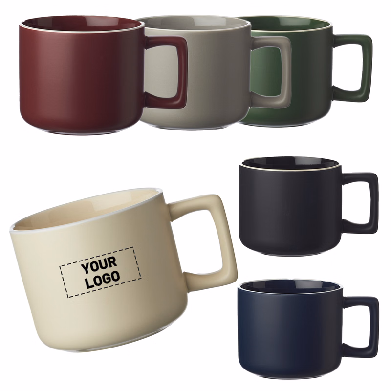 Stylish White Rim Ceramic Mug, 11 oz.