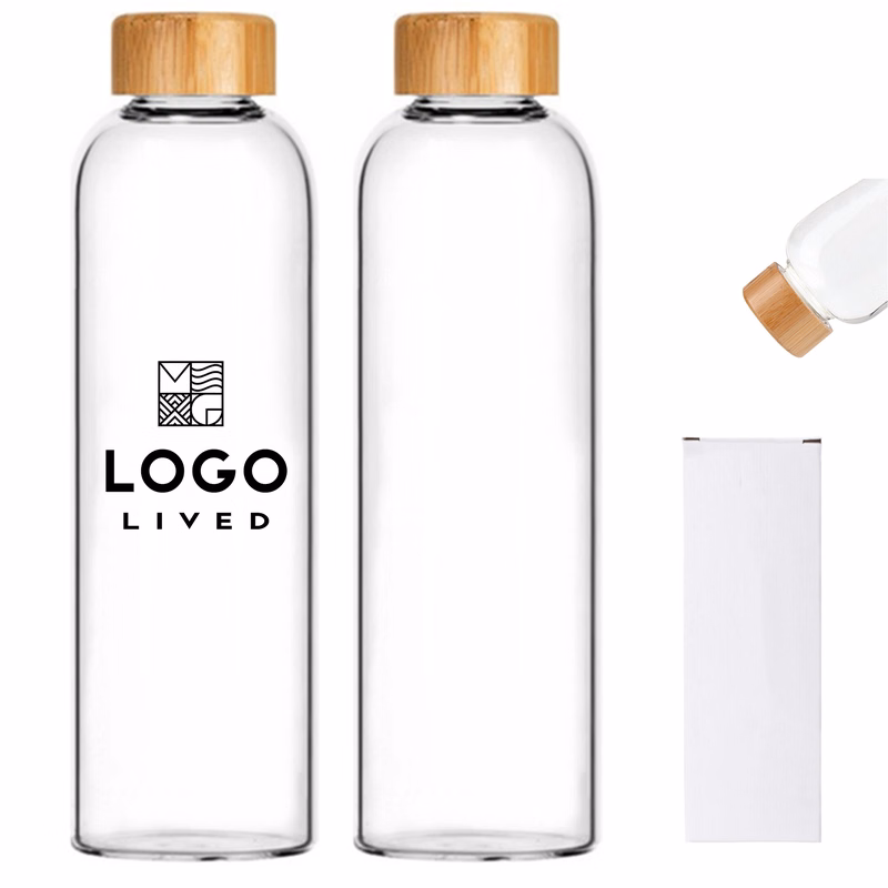 17 Oz Borosilicate Glass Water Bottle with Bamboo Lid