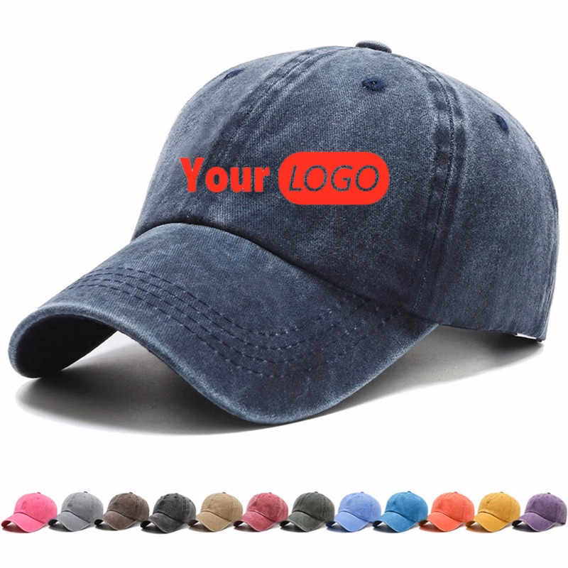 Logoed Vintage 100% Cotton Washed Baseball Cap Adjustable