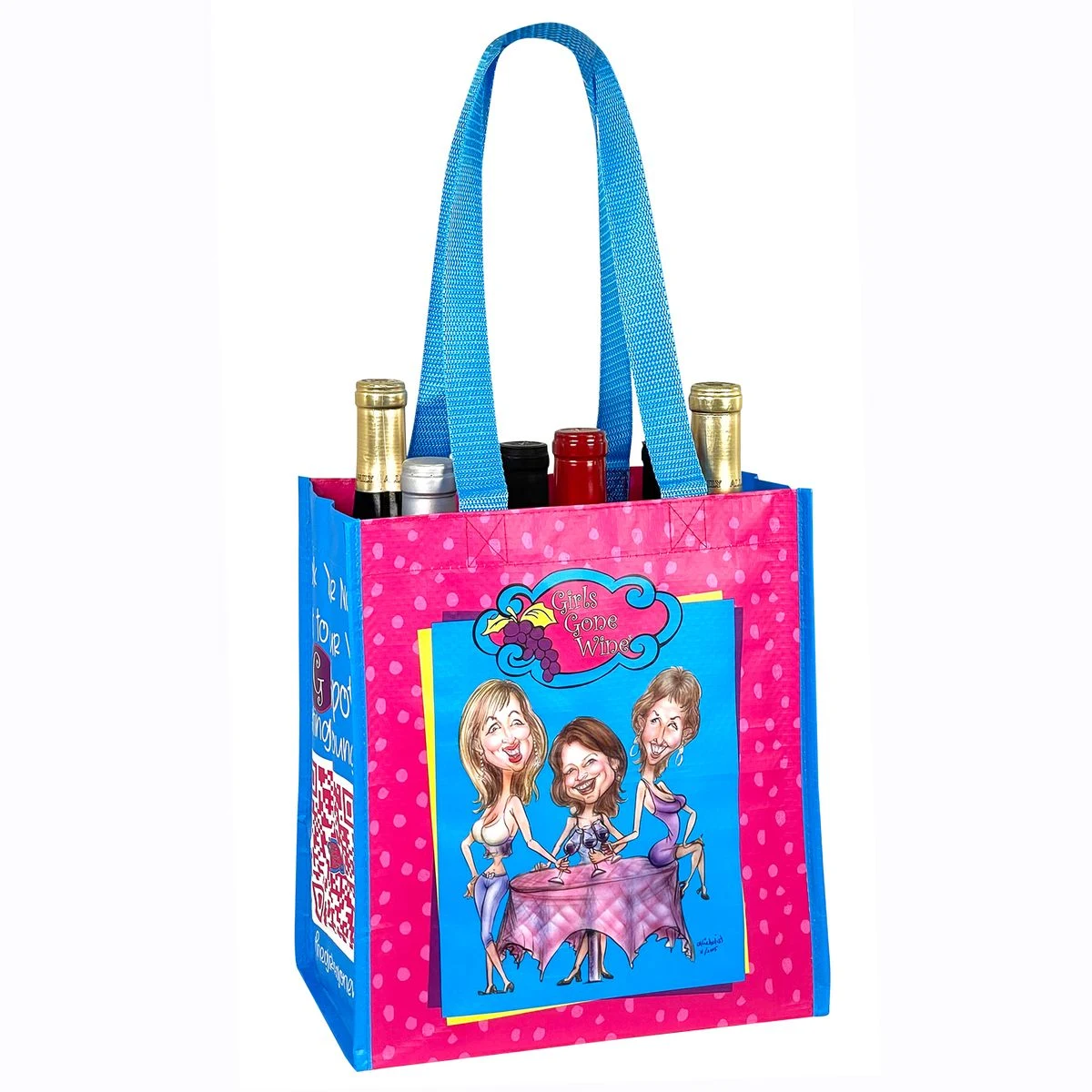 Custom 145g Laminated Woven 6-Bottle Wine Tote Bag 10"x11"x7" 1