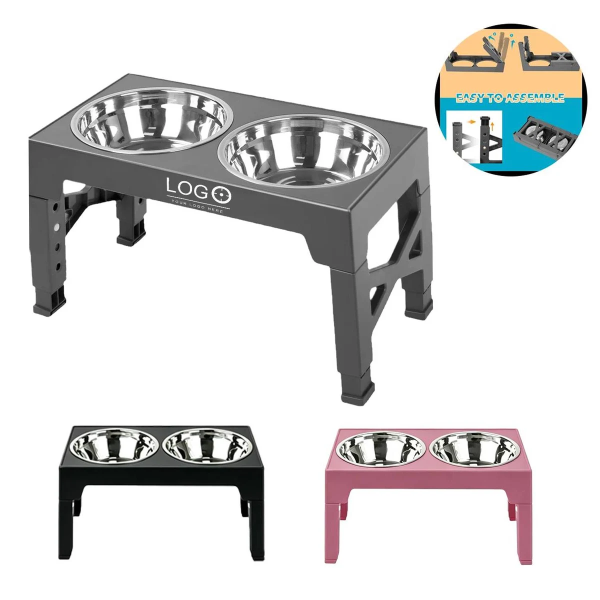 Stainless Steel Adjustable Height Pet Feeding Bowl 1