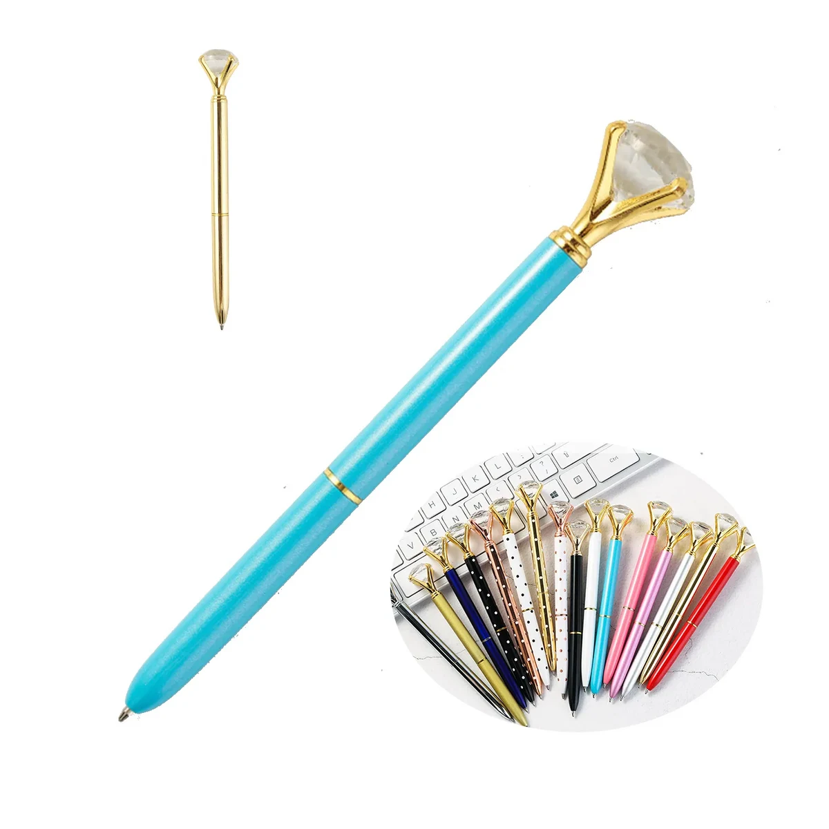 Large Diamond Metal Ballpoint Pen 1