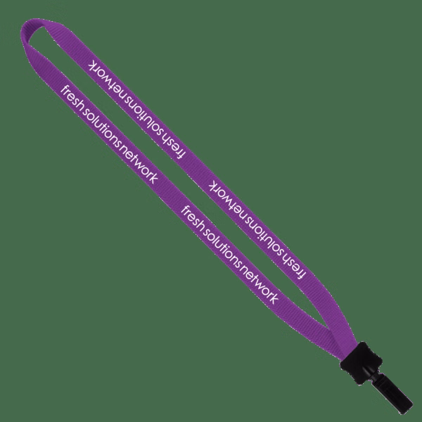 1/2" Smooth Nylon Lanyard with Plastic Clamshell & Bulldog Clip