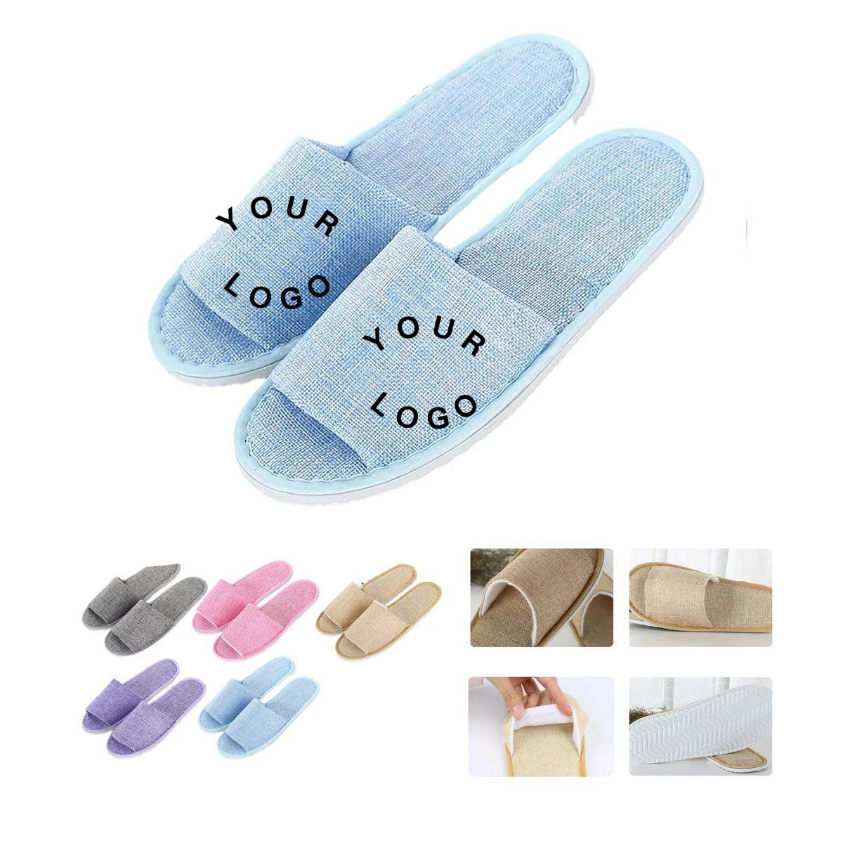 Breathable Linen Hotel Slippers for Spa and Travel 1