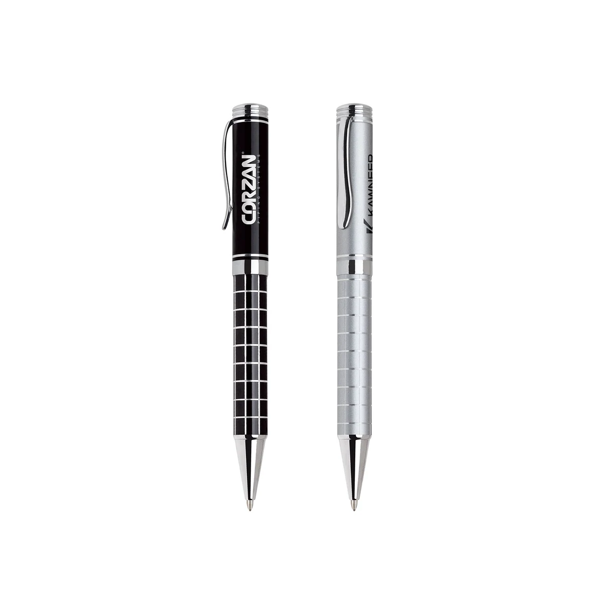 Grid Barrel Ballpoint Twist Metal Pen 1