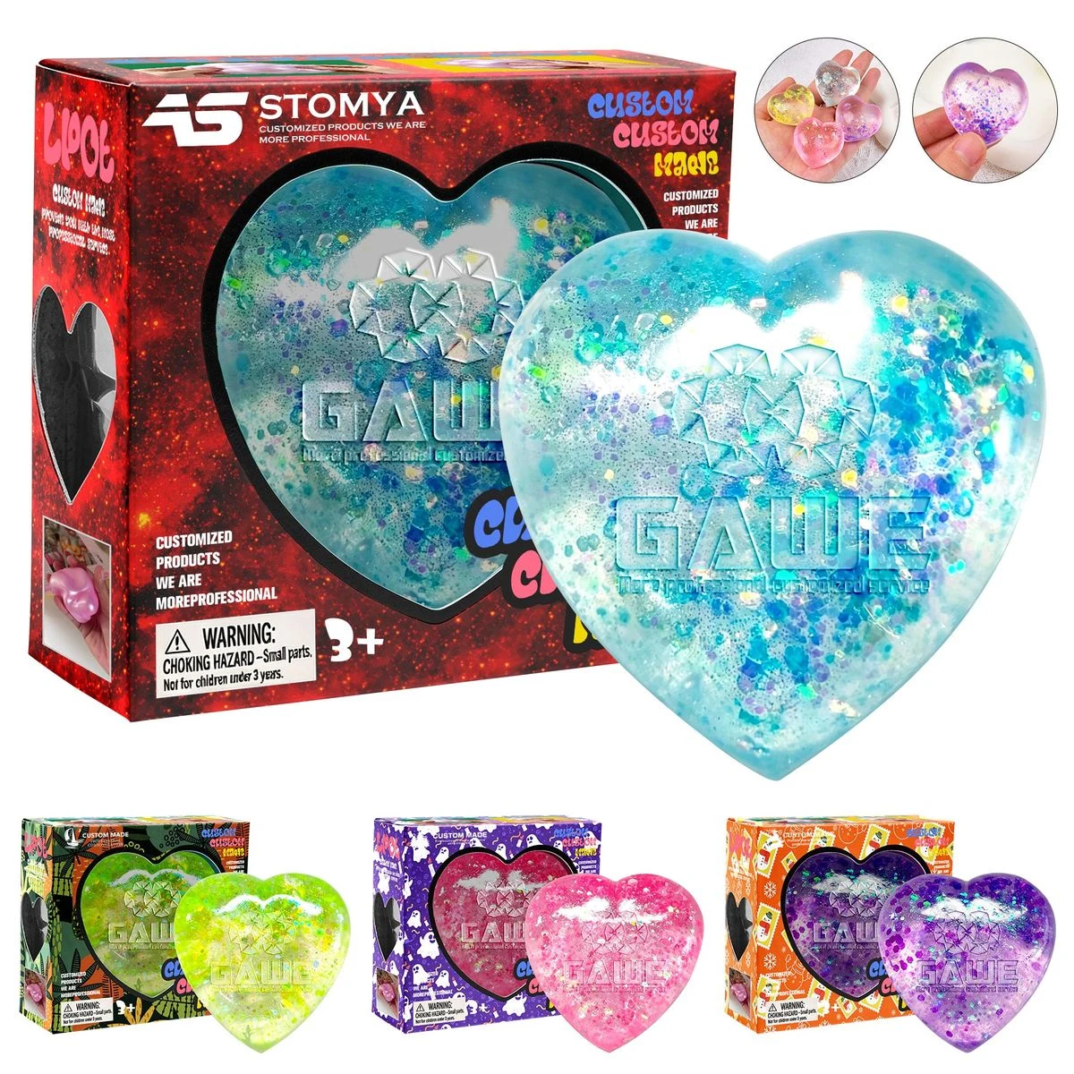 Glitter Heart Squish Fidget Toy 1