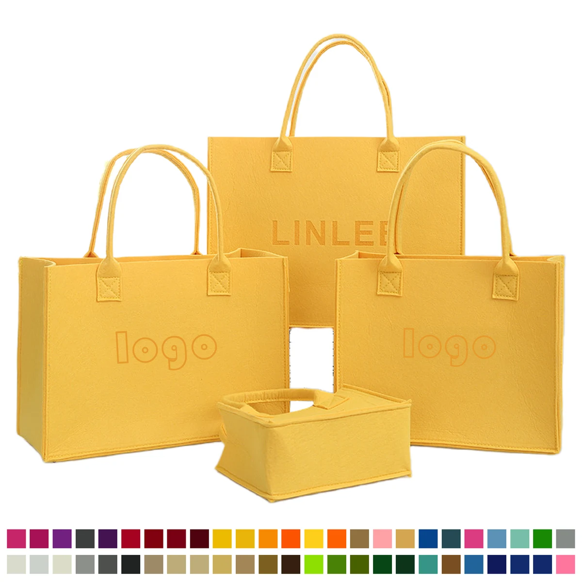 Colorful Felt Tote Bag for Work School Travel, custom tote bag with logo imprint 1