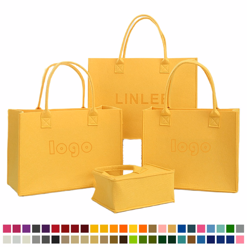 Colorful Felt Tote Bag for Work School Travel