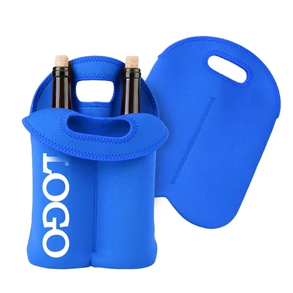 custom 2 bottle neoprene wine tote 1