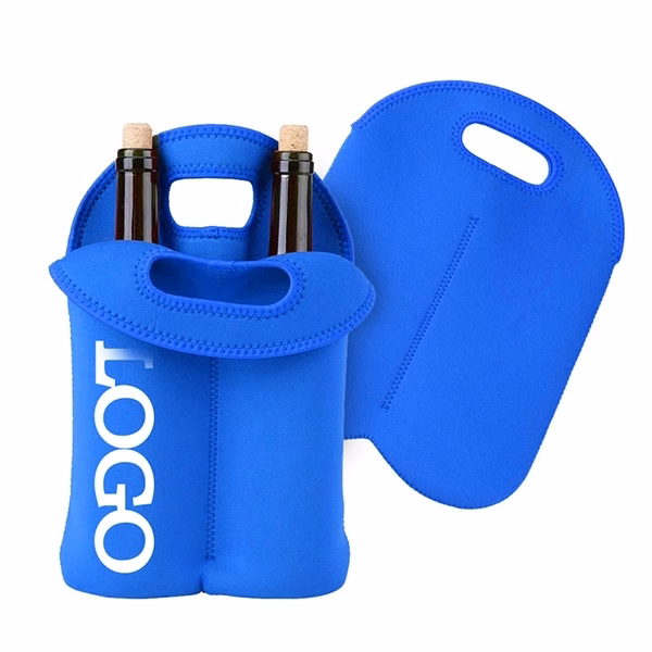 custom 2 bottle neoprene wine tote