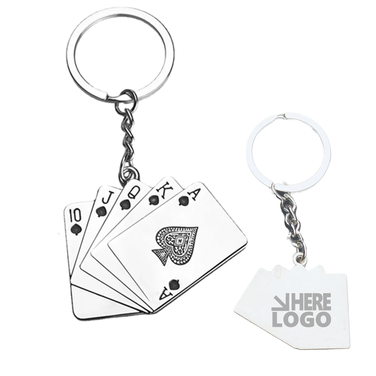 MOQ 20 Metal Key Chain With Playing Poker Cards 1