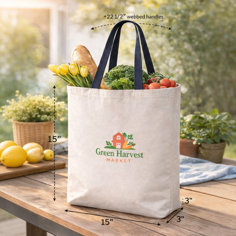 12 oz. Cotton Canvas Tote with Color Handle