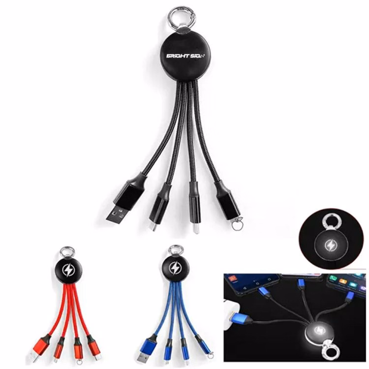 3-in-1 Illuminated Charging Cable Keychain