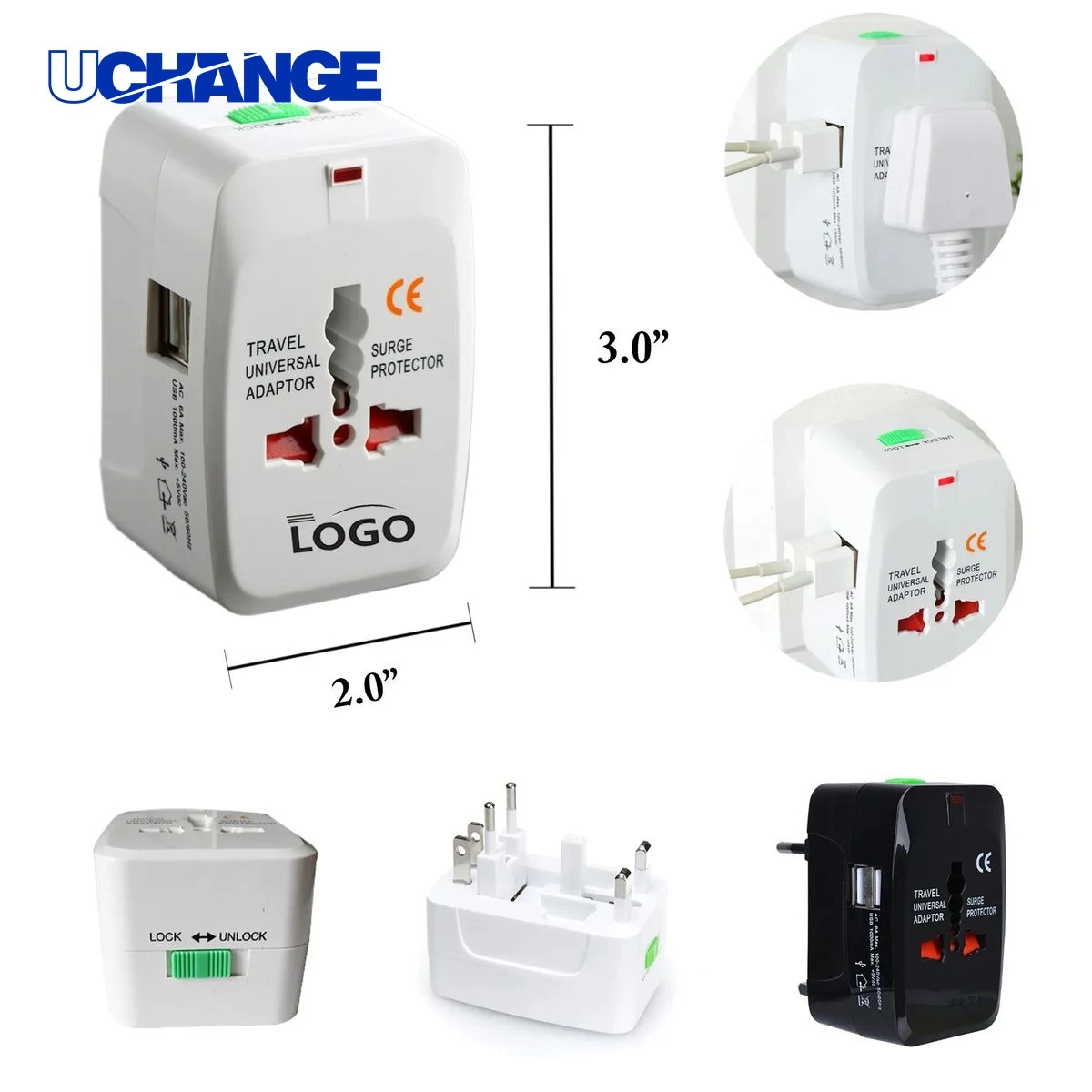 Universal Travel Adapter with Dual USB Ports 1