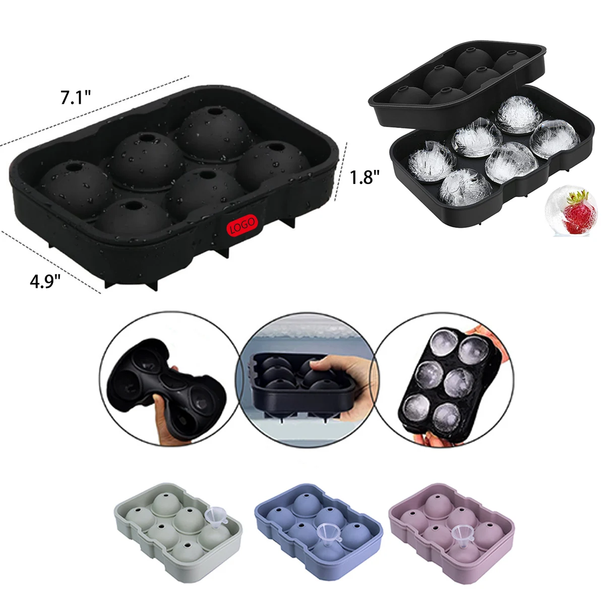 MOQ 50 PCS Durable Silicone Ball Shaped Ice Tray 1