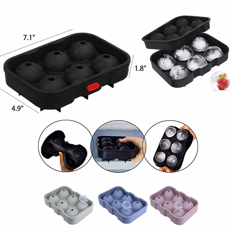 MOQ 50 PCS Durable Silicone Ball Shaped Ice Tray