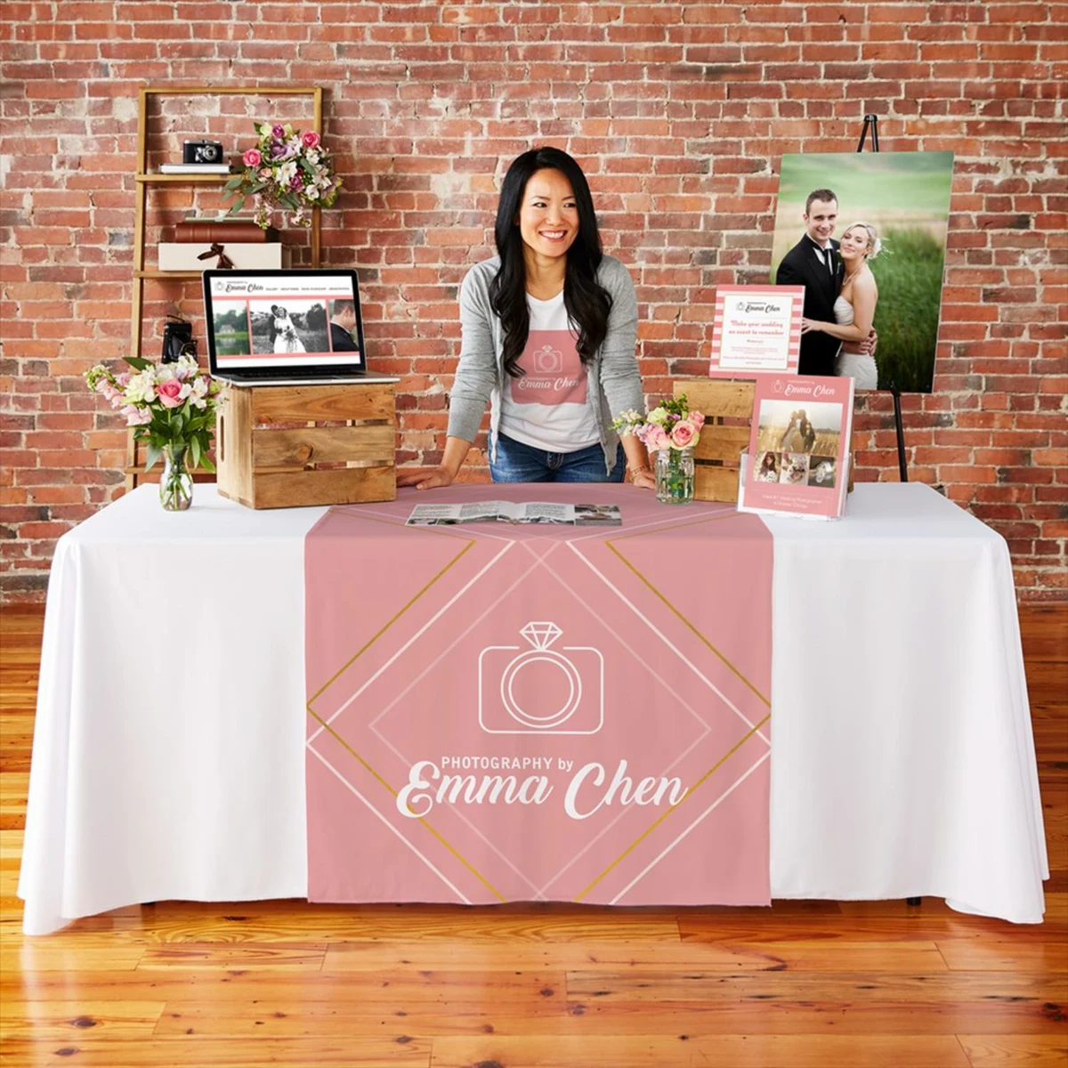 Custom 24"Wide Dye Sublimated Satin Table Runner 1