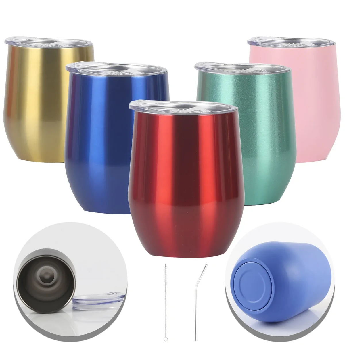 Stainless Steel Wine Tumbler with Lid & Straw 1