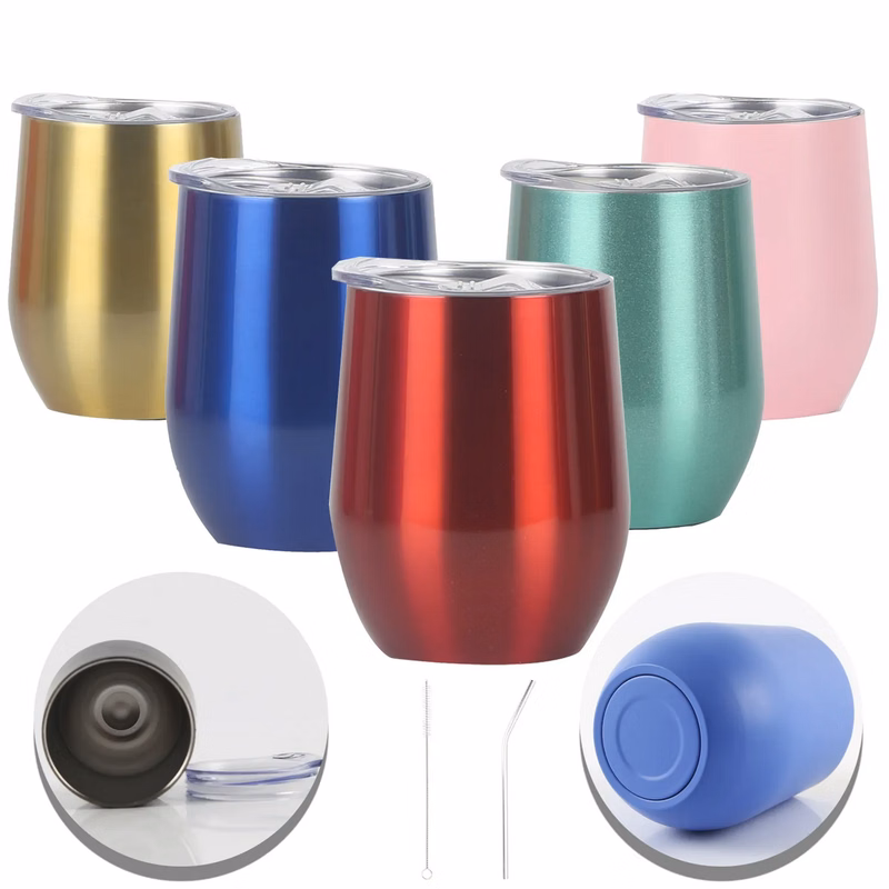 Stainless Steel Wine Tumbler with Lid & Straw