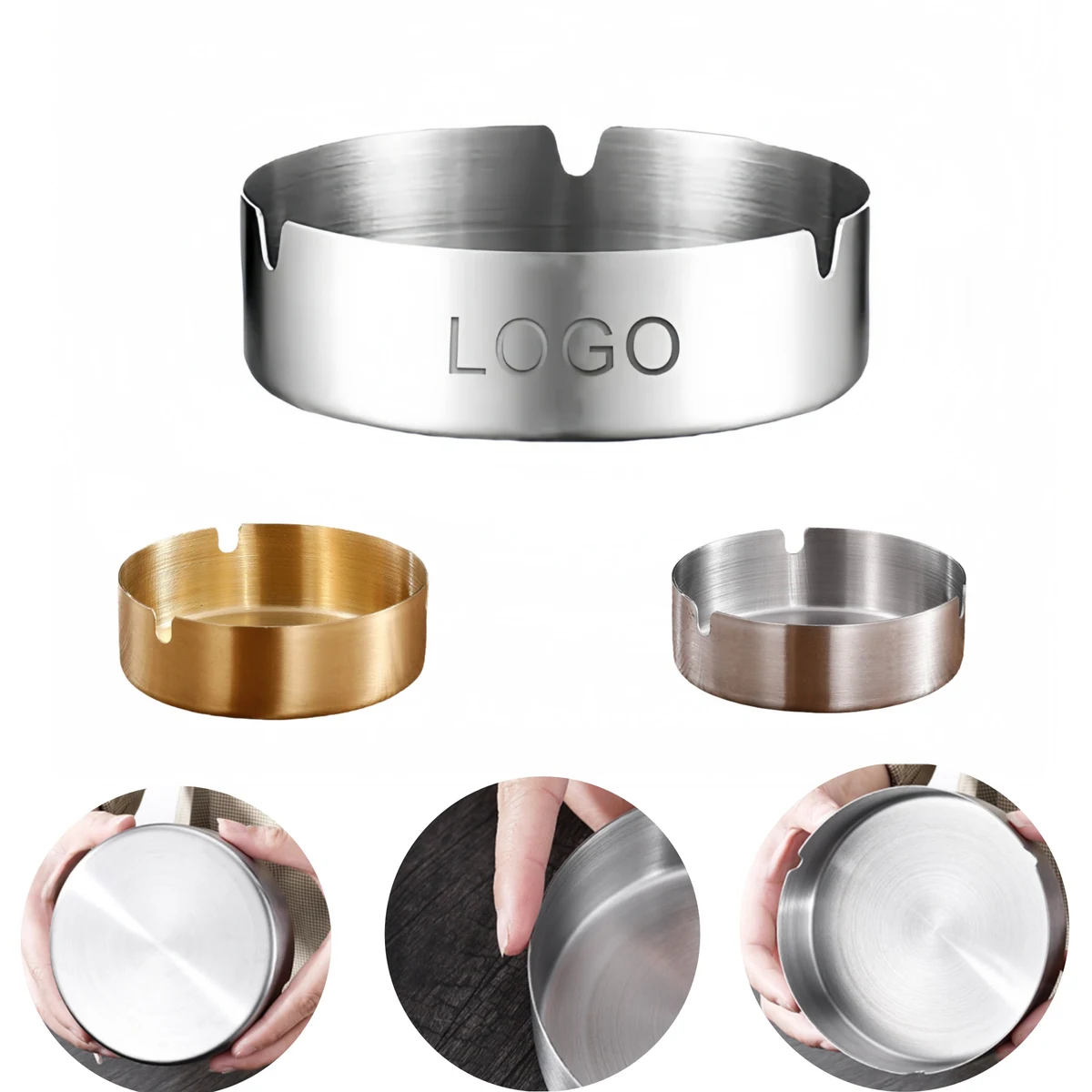 Stainless steel commercial minimalist advertising ashtray 1