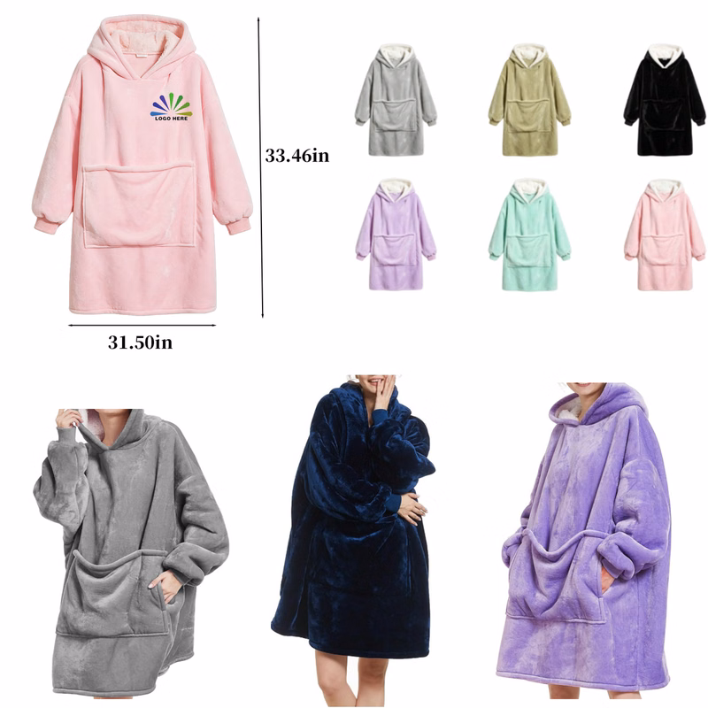Cozy Pocket Hooded Loungewear Throw Blanket