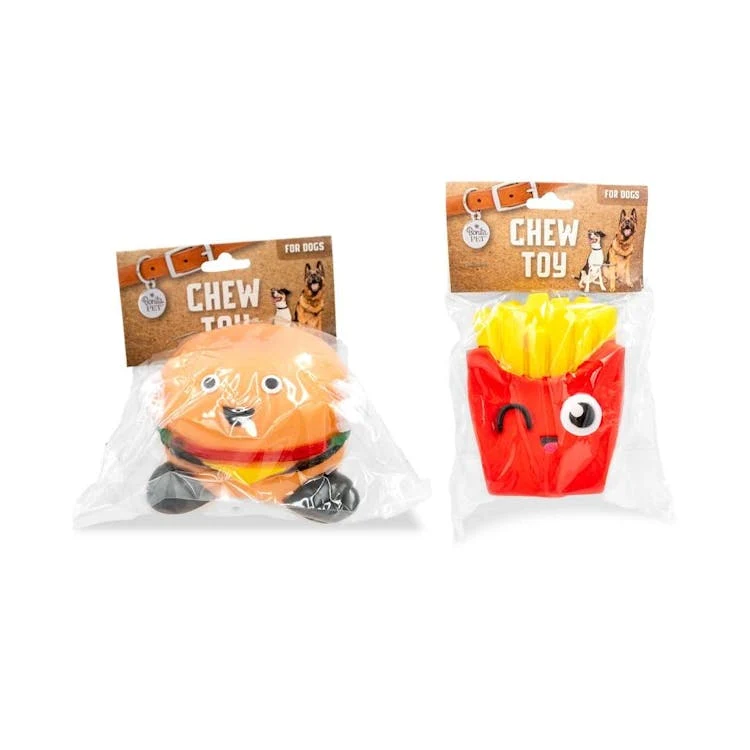 Pet Vinyl Burger & Fries Dog Toys - 3.5" 1