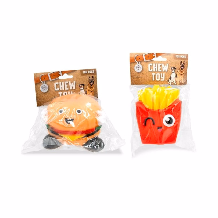 Pet Vinyl Burger & Fries Dog Toys - 3.5"