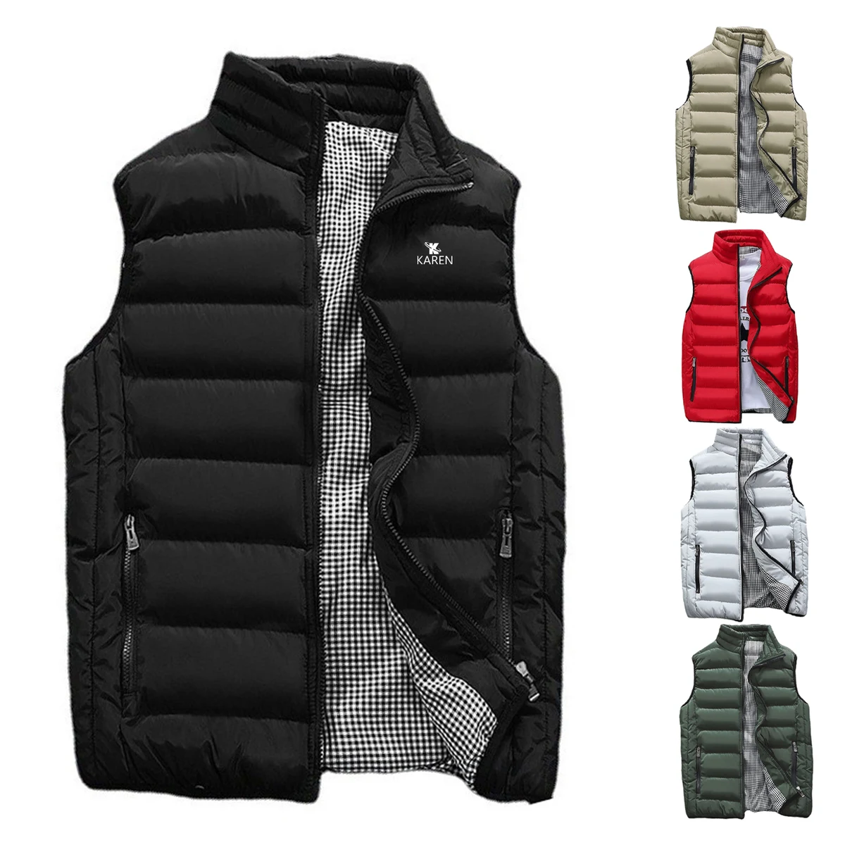 Mens Solid Winter Sleeveless Vest 1