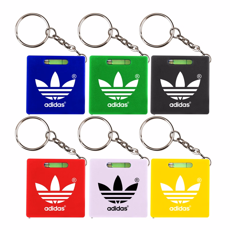 Square tape measure with level and key chain