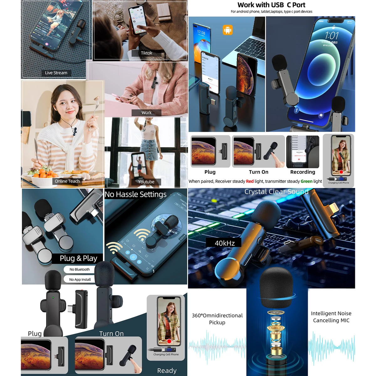 Microphone USB C Wireless Lav Mic for Android Phone 1