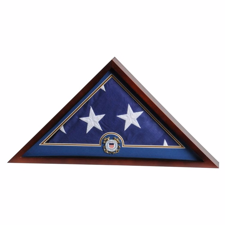 US Flag Display Case with Coast Guard Medallion - Display Case with Flag